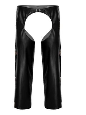 Iefiel Vegan Leather Chaps 35-38" waist ~30-32" inseam Stretch faux leather